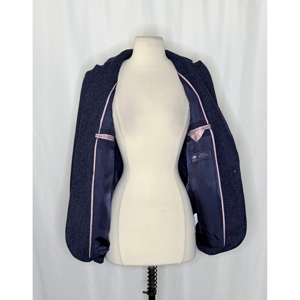 J. CREW Wool Alfie Blazer Navy Blue Herringbone Preppy Academia 4P 4 Petite - Picture 5 of 16